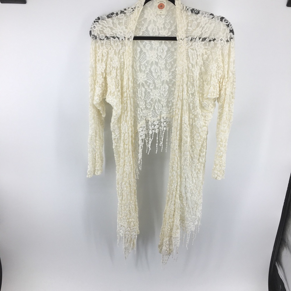 Marigold USA Boho Ivory Lace Cardigan